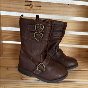 Carter's Brown Kids Boots with Heart Buckle Detail Size 7 Toddler